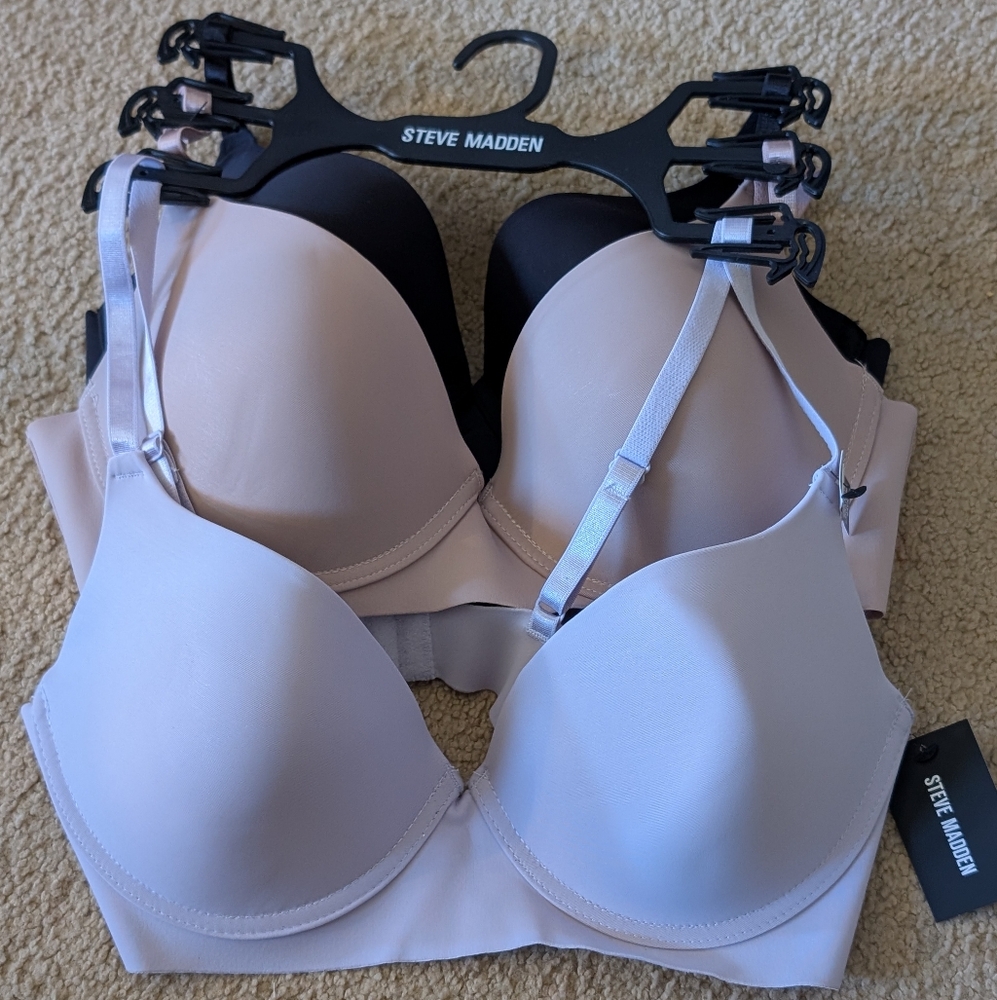 New With Tags Steve Madden Pack Of 3 Gentle Lift Bra With Smoothing Back Sz 36C